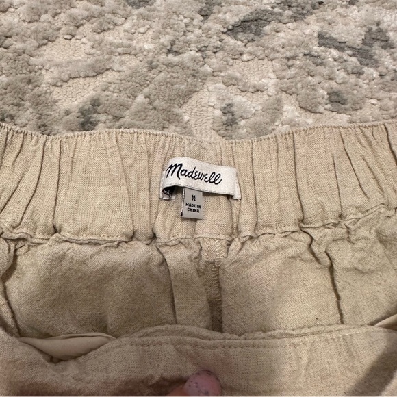 Madewell Pull-On Crop Straight Leg Linen Pants Cream Beige Size Medium Women’s - Picture 4 of 7
